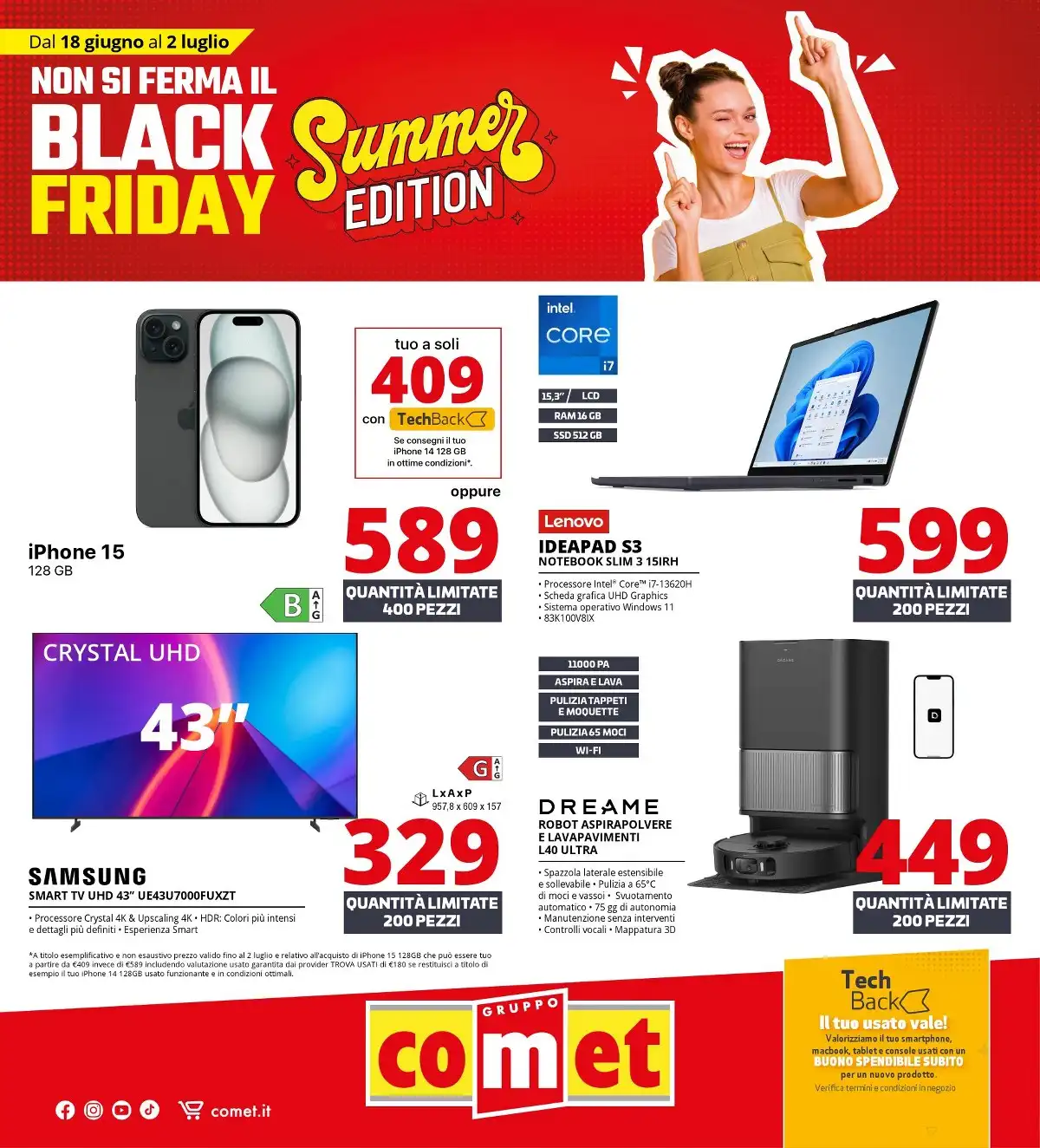 Volantino Comet Dal 18 Giugno Al 2 Luglio 2026 Anteprima - Immagine 1 Summer Black Friday Dal 18 Giugno
