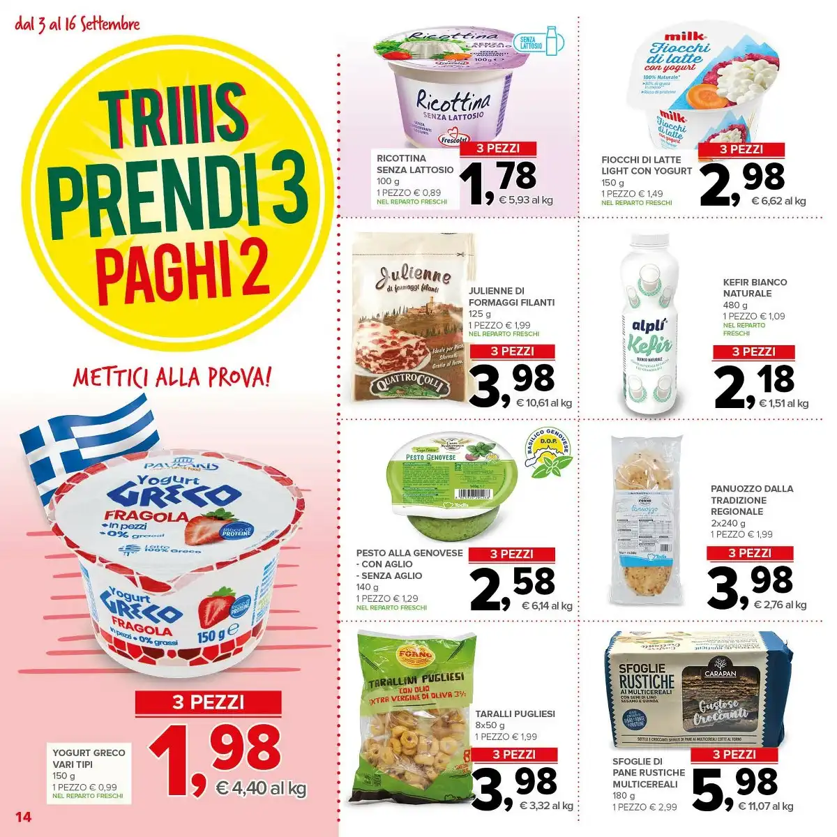 Dal 3 Settembre