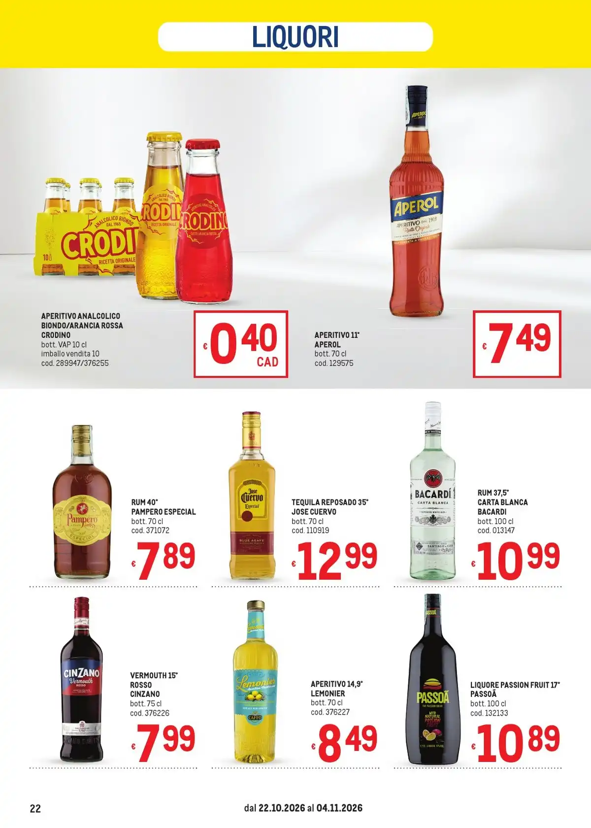 Dal 22 Ottobre